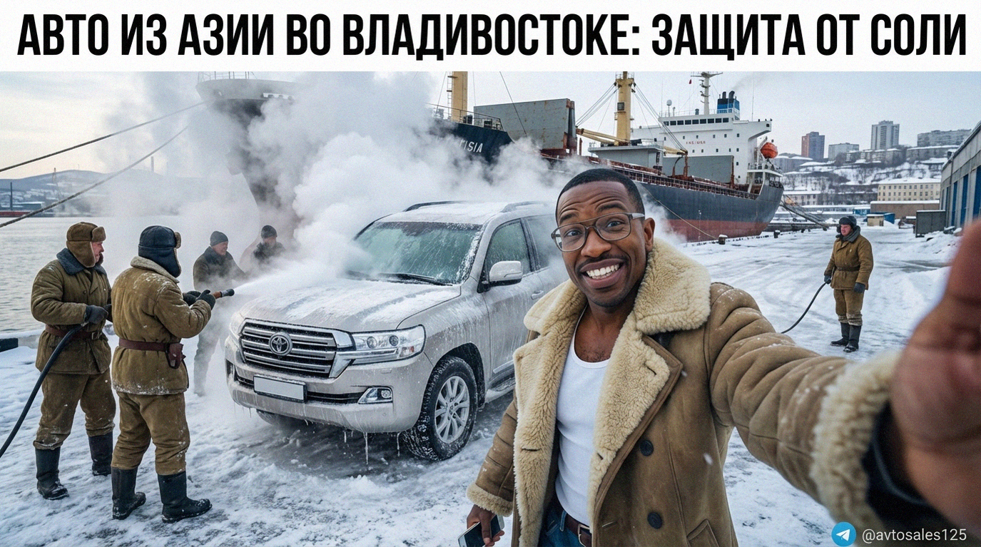 Автомобиль из Азии в порту Владивостока, процесс антикоррозийной обработки кузова