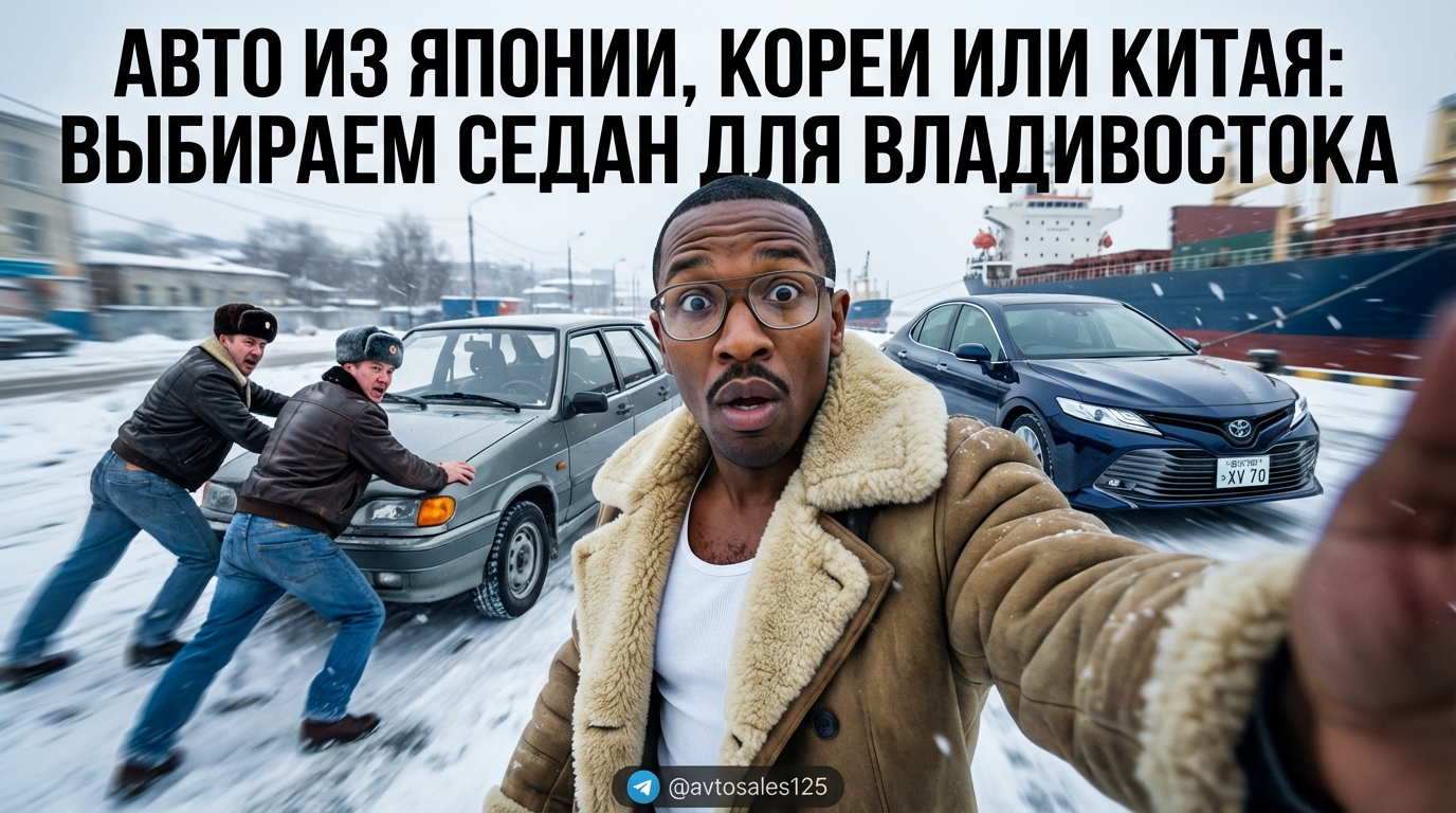 Сравнение седанов из Японии, Кореи и Китая в порту Владивостока
