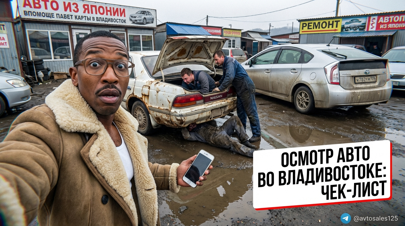 Процесс проверки кузова подержанного автомобиля толщиномером во Владивостоке