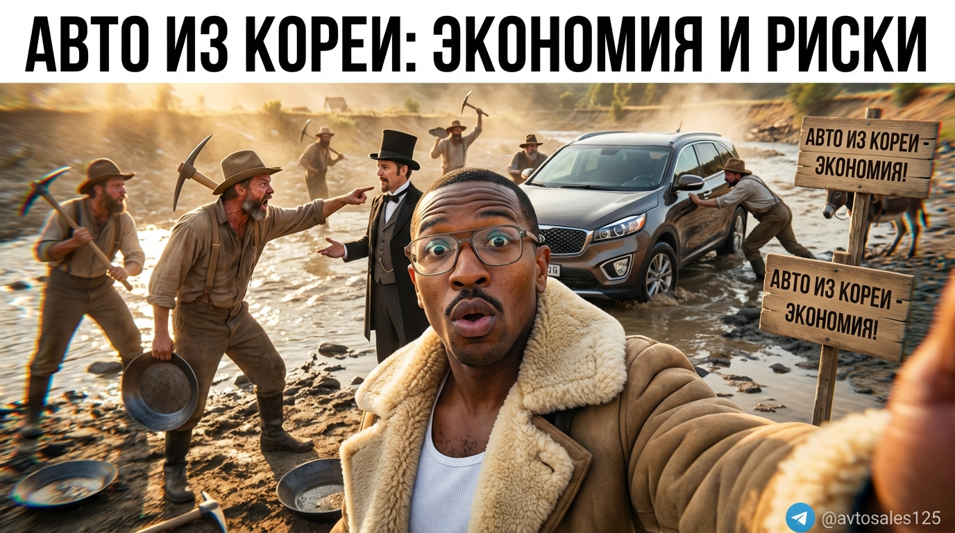 Автовоз с машинами в порту Южной Кореи, процесс доставки иномарок