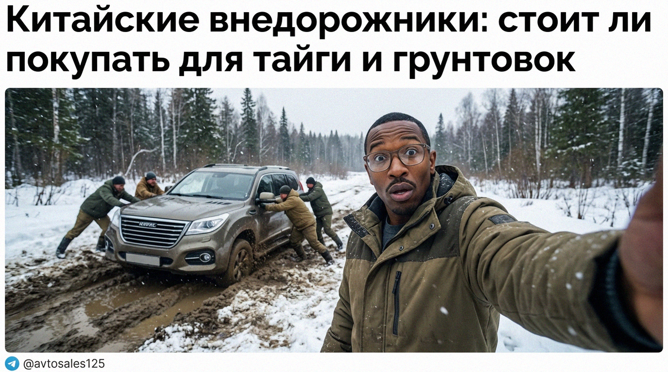 Китайский внедорожник преодолевает бездорожье и грязь в сибирской тайге