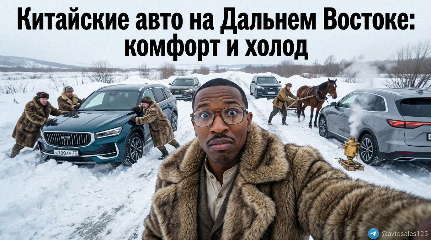 Китайские кроссоверы на трассе Дальнего Востока России зимой