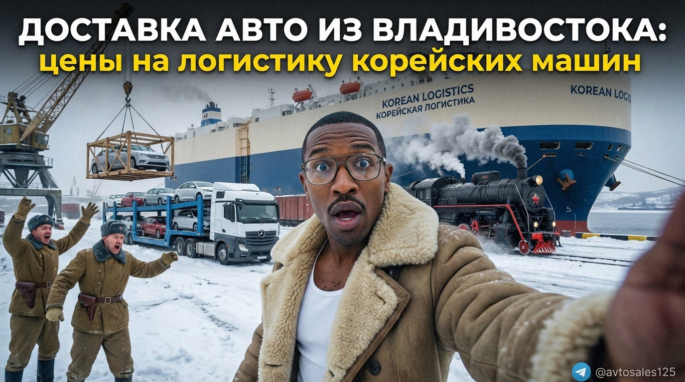 Погрузка корейских автомобилей на автовоз в порту Владивостока