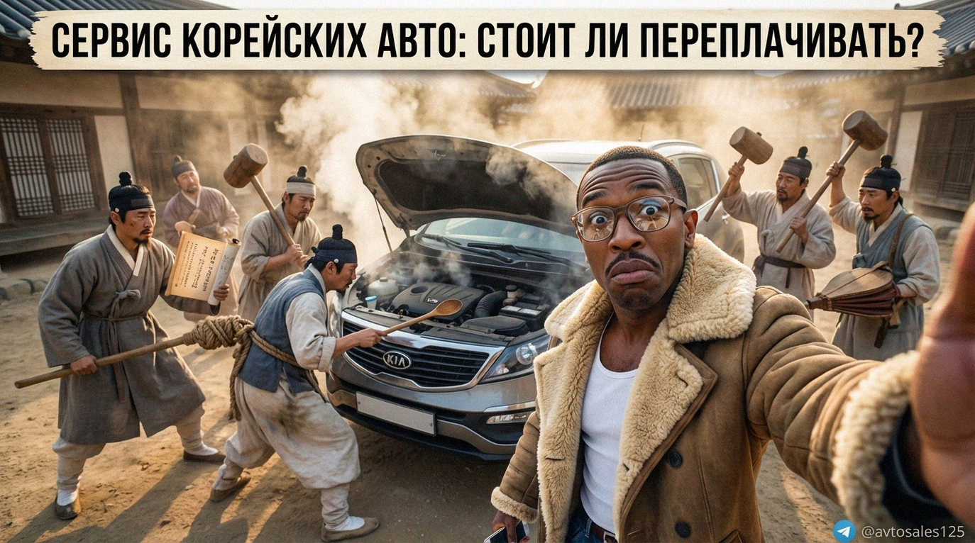 Механик проводит диагностику корейского автомобиля в автосервисе