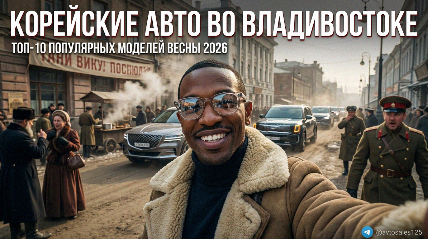 Популярные корейские автомобили на фоне города Владивосток весна 2026