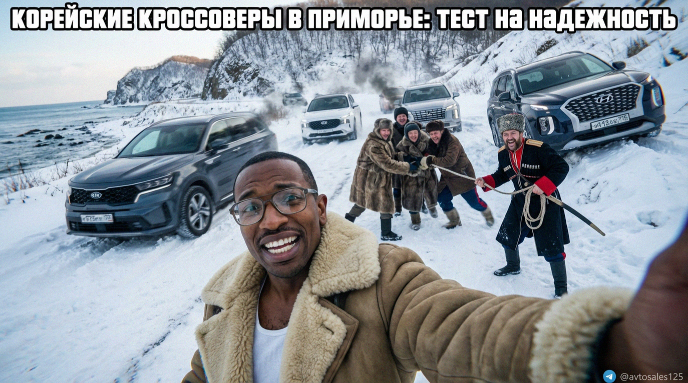 Популярные корейские кроссоверы на фоне природы Приморского края