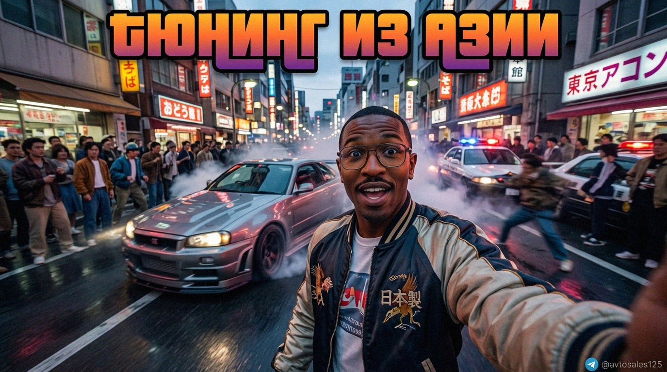 Тюнингованный азиатский автомобиль на дороге иллюстрация закона