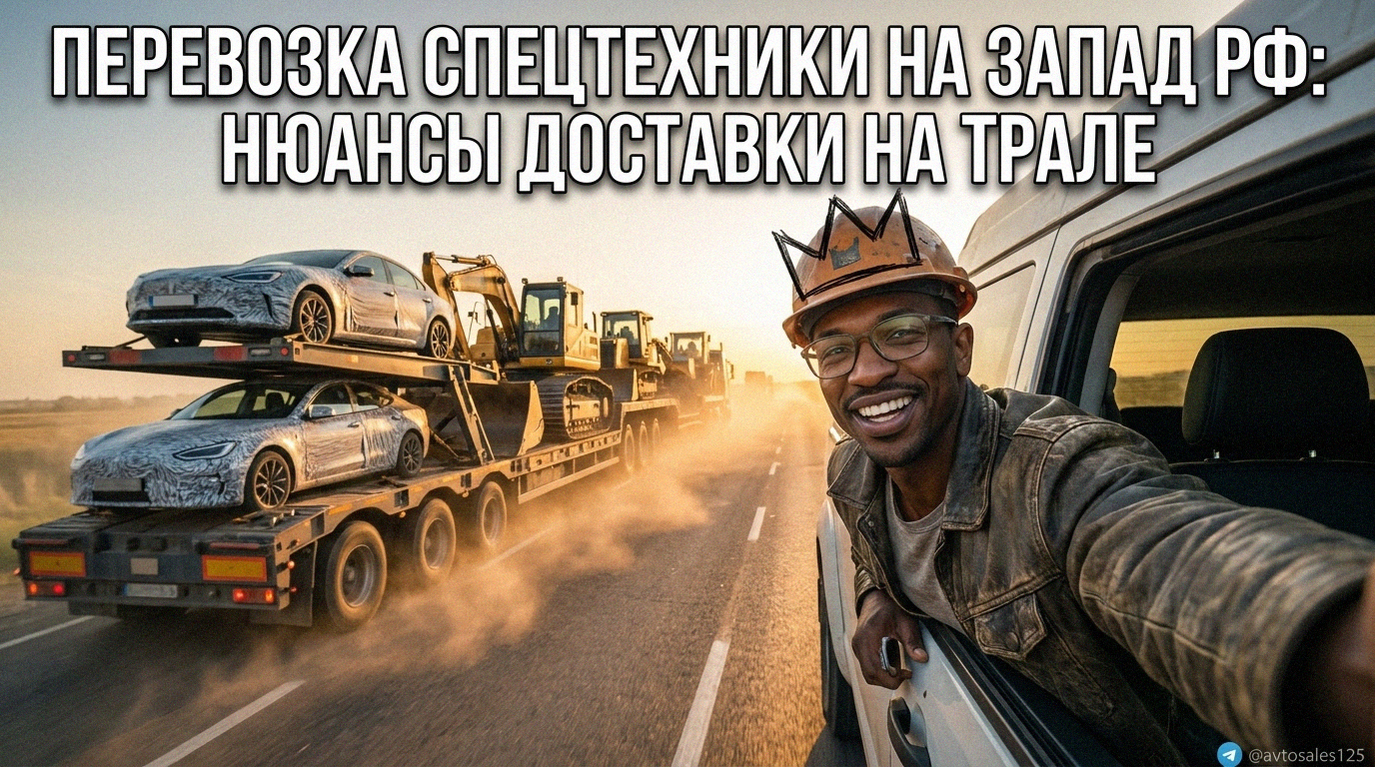 Перевозка тяжелой и негабаритной спецтехники на низкорамном трале на запад РФ