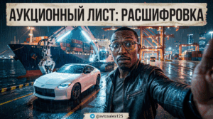 Пример и подробная расшифровка всех полей аукционного листа автомобиля из Японии