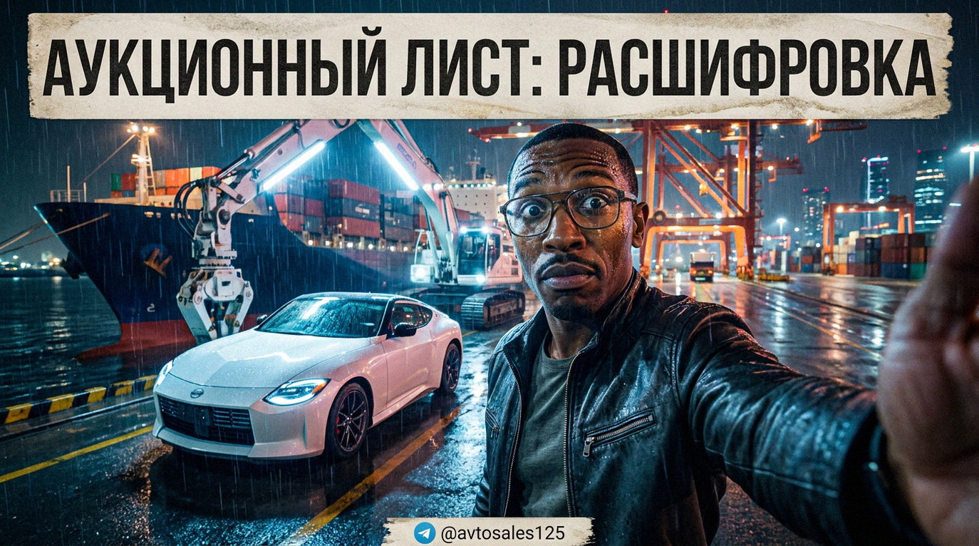 Пример и подробная расшифровка всех полей аукционного листа автомобиля из Японии