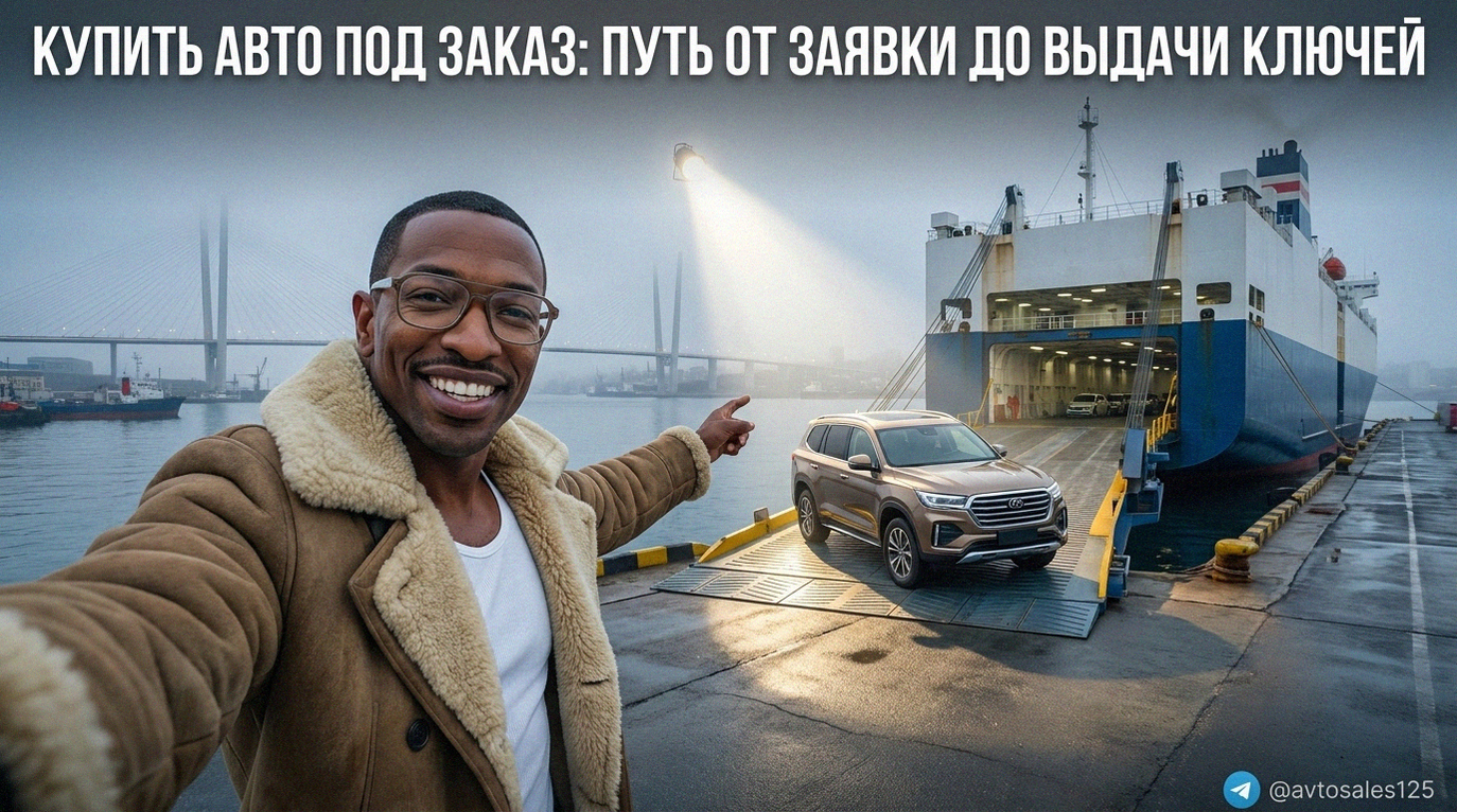 Схема этапов покупки автомобиля под заказ от первой заявки до получения ключей