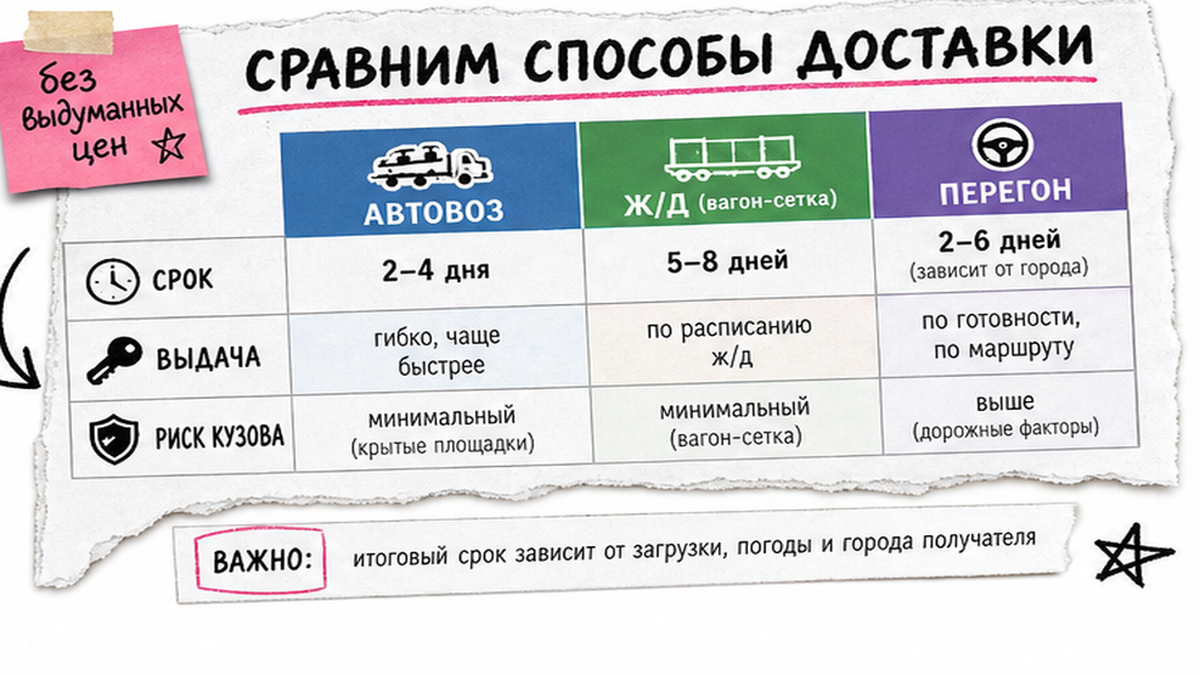 Таблица сравнения: автовоз, ж/д и перегон из Владивостока