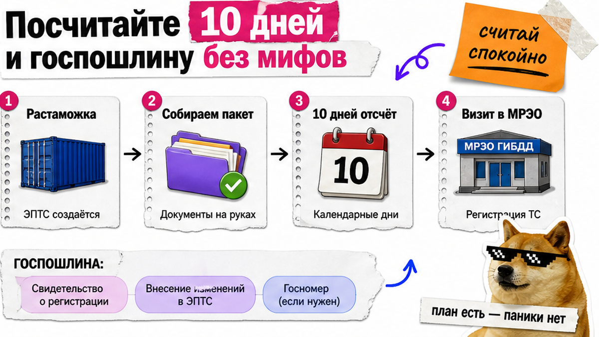 Схема: 10 дней и госпошлина после растаможки до визита в МРЭО