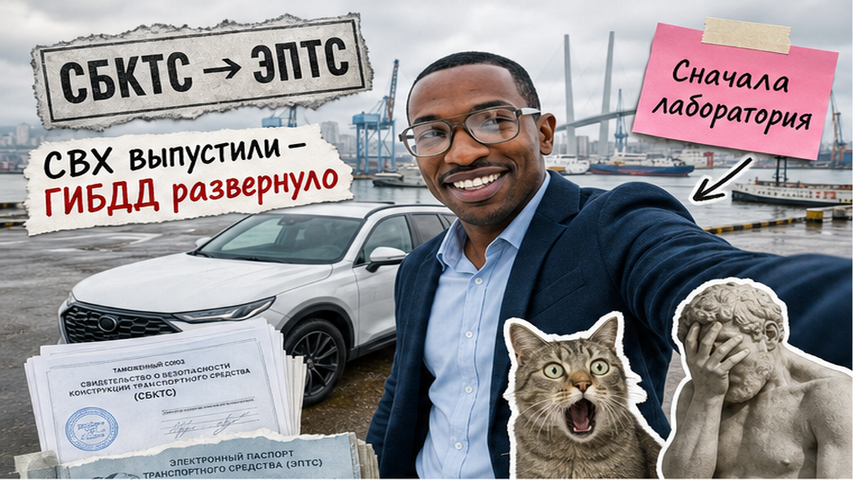 Герой Авто-Сейлс у документов и авто, плашка СБКТС → ЭПТС, Владивосток