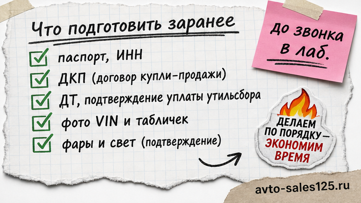 Чеклист документов для лаборатории СБКТС: паспорт, ДТ, фото VIN