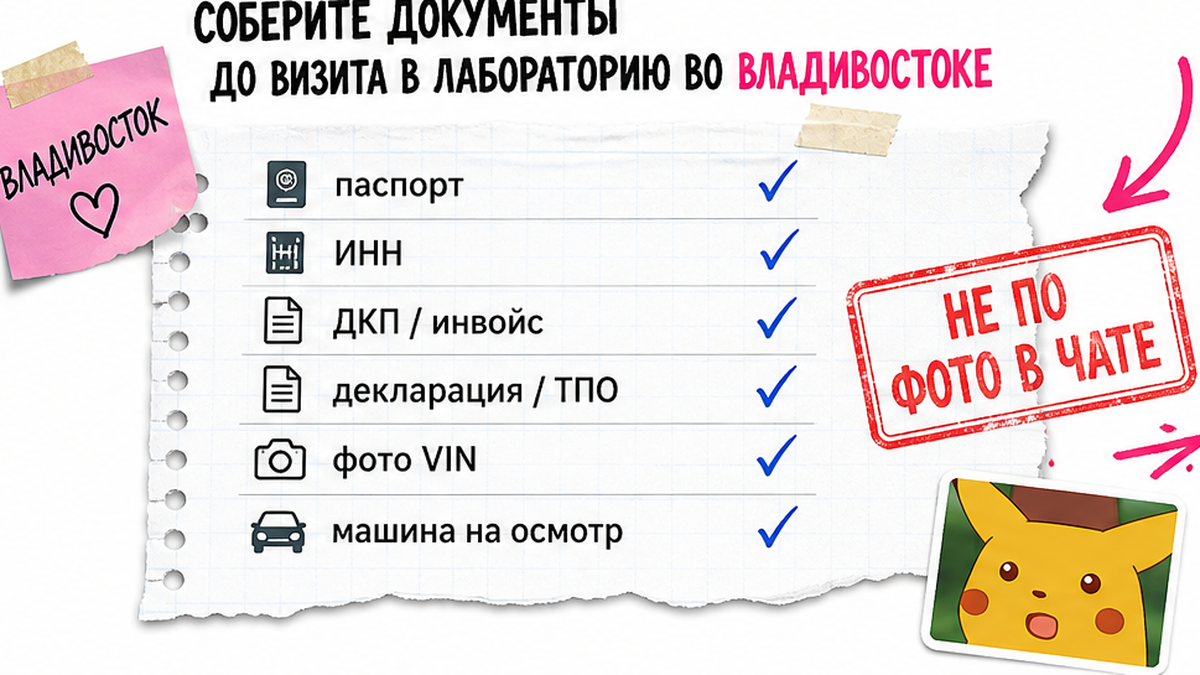Чеклист документов до визита в лабораторию СБКТС во Владивостоке