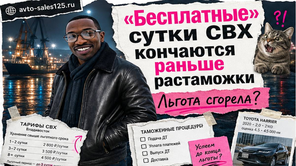 Ночной терминал Владивостока, авто на СВХ, герой Авто-Сейлс с плашкой не переплати