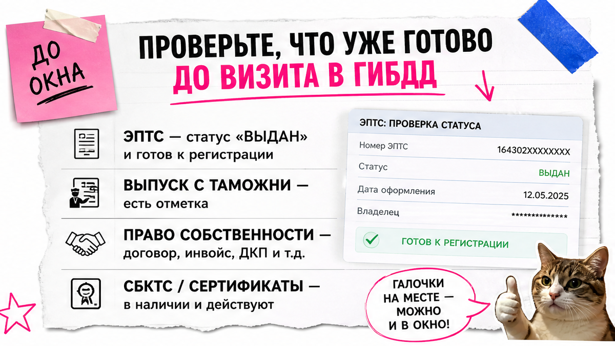 Чеклист готовности до визита в ГИБДД: ЭПТС, выпуск, право собственности