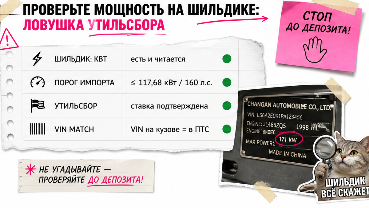 Чеклист мощности на шильдике и ловушки утильсбора CS75 Plus