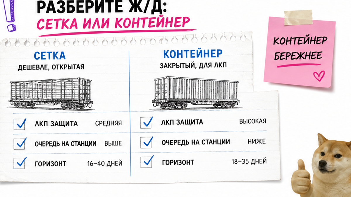 Чеклист выбора ж/д: открытая сетка или закрытый контейнер
