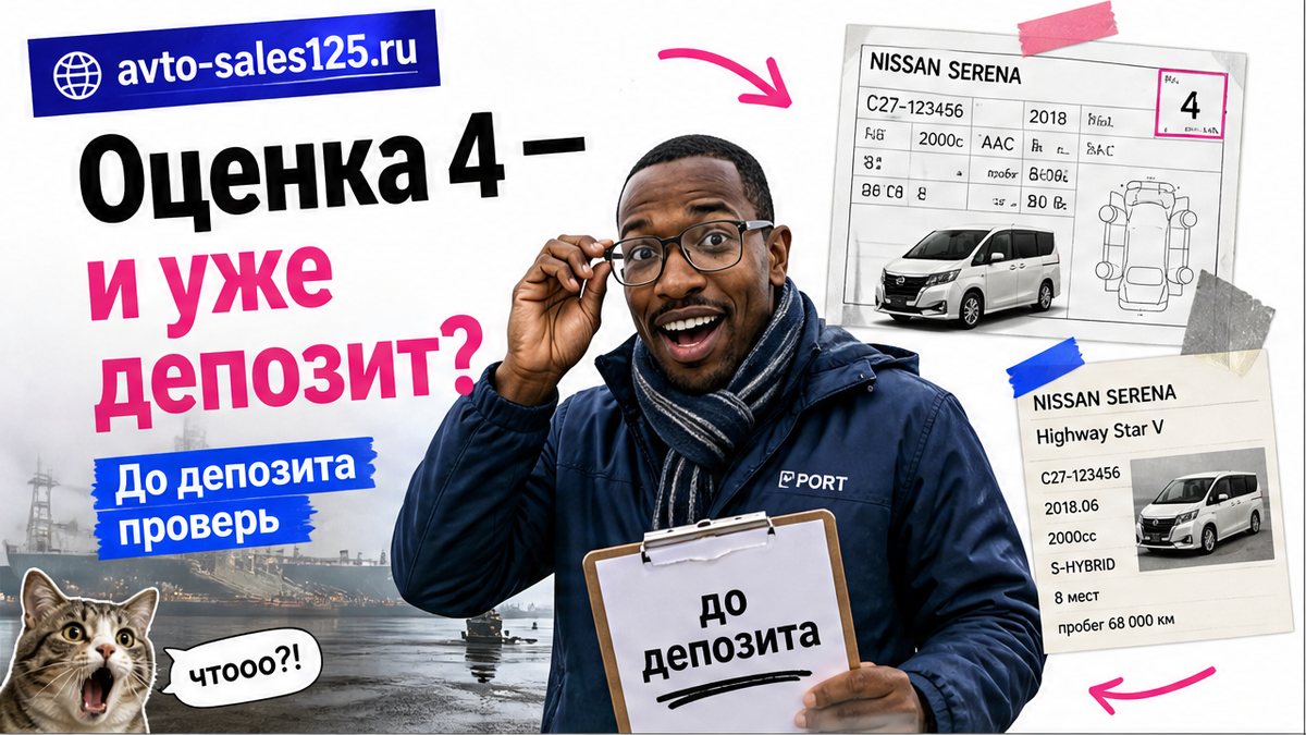 Семейный минивэн Nissan Serena у порта Владивостока, плашка до депозита, герой Авто-Сейлс