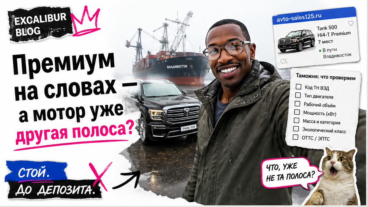 Герой Авто-Сейлс у рамного Tank 500, порт Владивосток, плашка до депозита